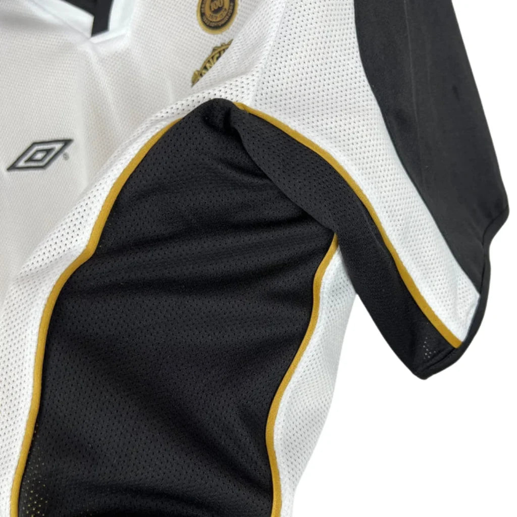 Jersey Manchester United 01/02 Modelo Retro 100 Anos Masculina- Braca e preta, Dourada e Preta Dupla Face